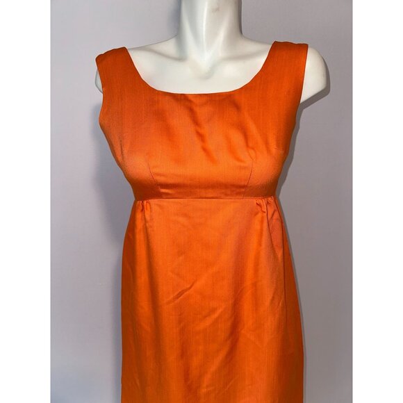 Vtg 70s Orange Dress Sleeveless Maxi Pumpkin Fall Womens Empire Waist Size Small - Picture 5 of 5